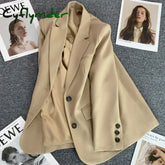 Cyflymder Women Jacket New in Korean Fashion Small Suit Top Brown Suit Coat Clothes Loose Straight Temperament Slim