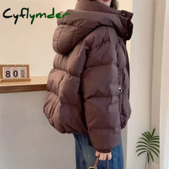 Cyflymder Women Korean Cotton Parkas Hooded Winter Oversize Coat Thick Warm Loose Puffer Jacket Female Solid Fashion