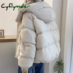 Cyflymder Women Korean Cotton Parkas Hooded Winter Oversize Coat Thick Warm Loose Puffer Jacket Female Solid Fashion