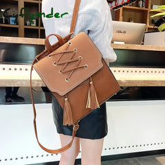 Cyflymder Women Leather Backpack Female Set Fashion Rucksack Brand Designer Vintage Shoulder Bag