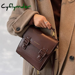 Cyflymder Women Leather Backpack Shoulder Bag Small Designer Female Girls Fashion Daypacks Teenager