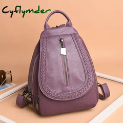 Cyflymder Women Leather Backpacks Zipper Female Chest Bag Sac A Dos Travel Back Pack Ladies Bagpack