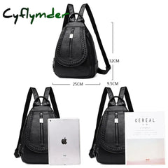 Cyflymder Women Leather Backpacks Zipper Female Chest Bag Sac A Dos Travel Back Pack Ladies Bagpack