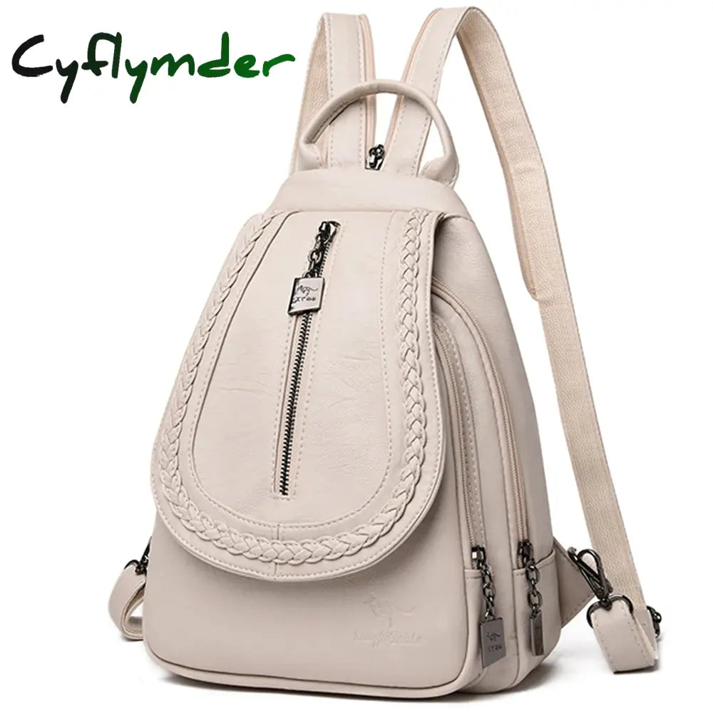 Cyflymder Women Leather Backpacks Zipper Female Chest Bag Sac A Dos Travel Back Pack Ladies Bagpack