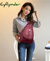 Cyflymder Women Leather Backpacks Zipper Female Chest Bag Sac A Dos Travel Back Pack Ladies Bagpack