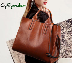 Cyflymder Women Leather Bags Famous Brands Handbag Casual Female Bag Trunk Tote Ladies Shoulder