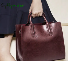 Cyflymder Women Leather Bags Famous Brands Handbag Casual Female Bag Trunk Tote Ladies Shoulder