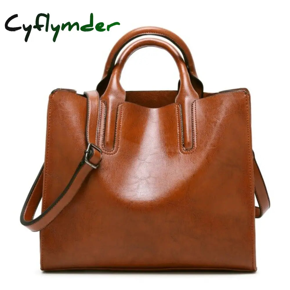 Cyflymder Women Leather Bags Famous Brands Handbag Casual Female Bag Trunk Tote Ladies Shoulder