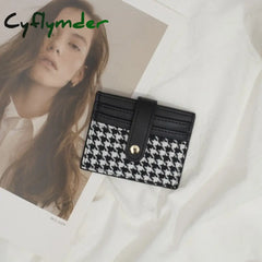 Cyflymder Women Leather Slim Card Holder Wallet Men Mini Wallets Zipper Money Holders Vintage Short