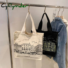 Cyflymder Women Literature And Art Shoulder Canvas Bag Fashion Printing Student Simple Korean