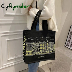 Cyflymder Women Literature And Art Shoulder Canvas Bag Fashion Printing Student Simple Korean