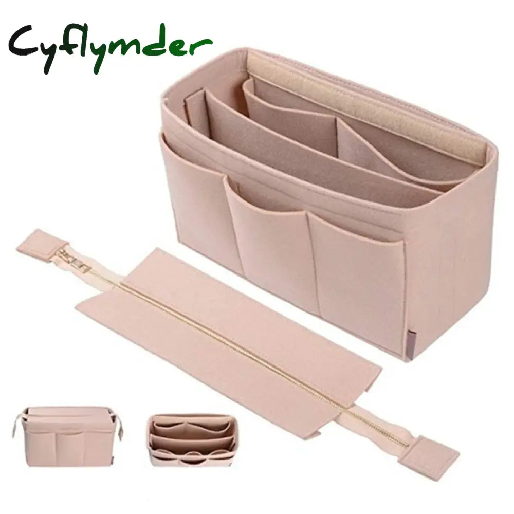 Cyflymder Women Make Up Organizer Felt Insert Bag For Handbag Travel Inner Purse Girl Portable