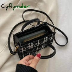 Cyflymder Women Mini Handbag Ladies Pouch Fashion Check Pattern Shoulder Bag Crossbody Messanger