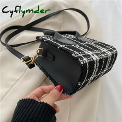 Cyflymder Women Mini Handbag Ladies Pouch Fashion Check Pattern Shoulder Bag Crossbody Messanger