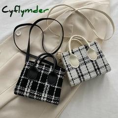 Cyflymder Women Mini Handbag Ladies Pouch Fashion Check Pattern Shoulder Bag Crossbody Messanger