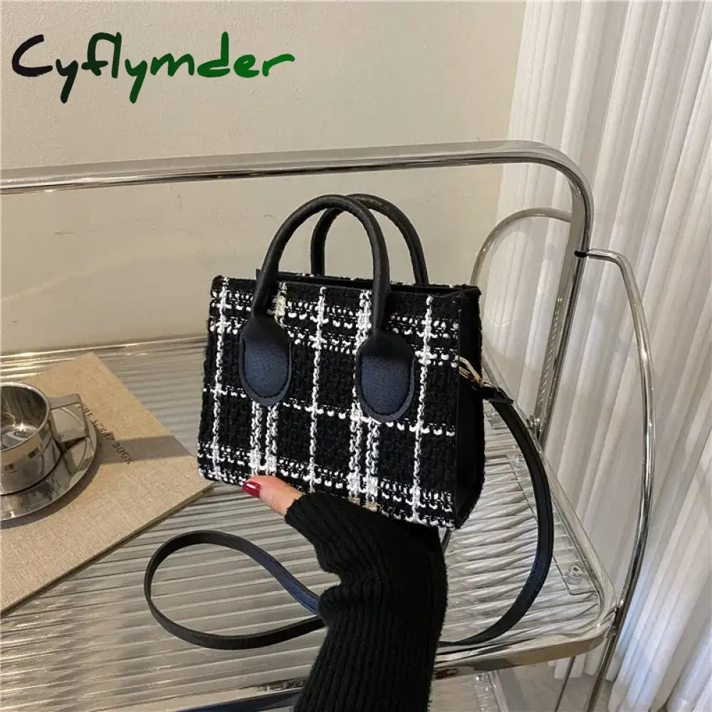 Cyflymder Women Mini Handbag Ladies Pouch Fashion Check Pattern Shoulder Bag Crossbody Messanger