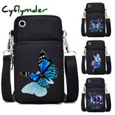 Cyflymder Women Mini Mobile Phone Bag Vintage Watercolor Butterfly Print Small Crossbody Bags Tote Purse Wallet