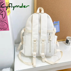 Cyflymder Women Mochila Fashion Multiple Pockets Girls Rucksack Nylon Teen Boys Bookbag Solid