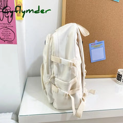 Cyflymder Women Mochila Fashion Multiple Pockets Girls Rucksack Nylon Teen Boys Bookbag Solid