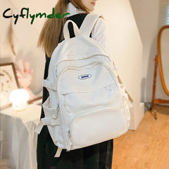 Cyflymder Women Mochila Fashion Multiple Pockets Girls Rucksack Nylon Teen Boys Bookbag Solid