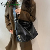 Cyflymder Women Pu Bag Vintage Zipper Soft High-Capacity Tote Shoulder Purses And Handbags Office