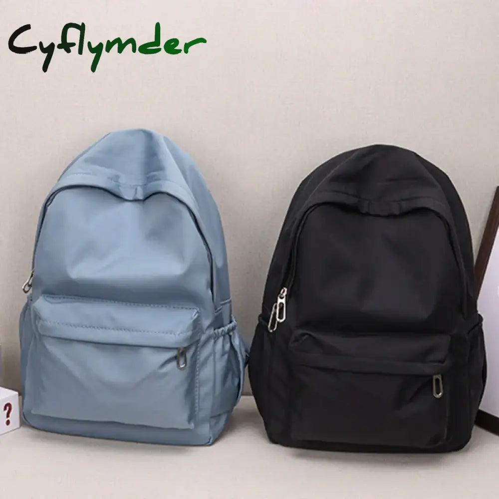Cyflymder Women Schoolbag Waterproof Large Capacity School Backpack Smooth Zipper Solid Color Teens Girl Casual Daypack