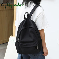 Cyflymder Women Schoolbag Waterproof Large Capacity School Backpack Smooth Zipper Solid Color Teens Girl Casual Daypack