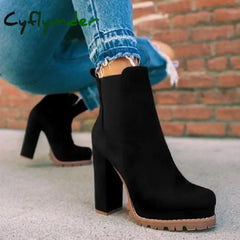 Cyflymder Women Shoes Ankle Boots Woman Sexy High Heels Pattern Chunky Heel Shoes Ladies Female Open Toe Women’s Sude