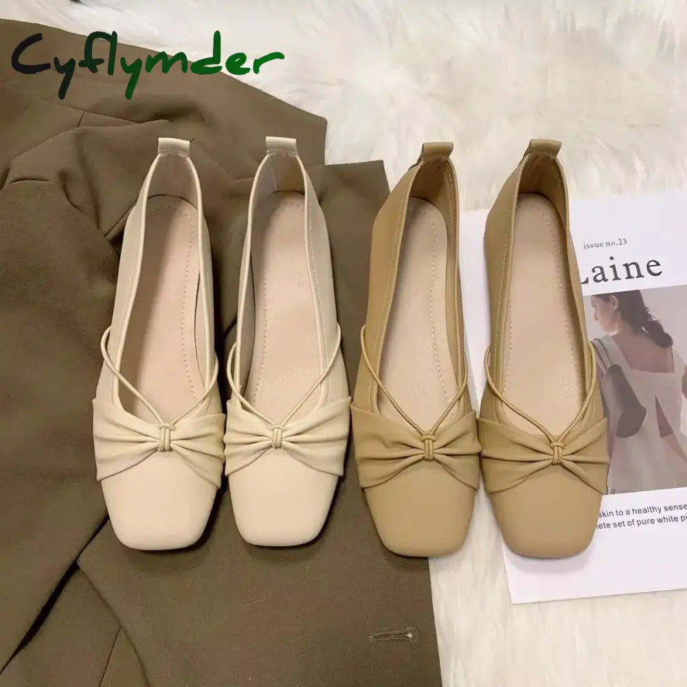 Cyflymder Women Shoes Autumn Shallow Mouth Modis Casual Female Sneakers Square Toe Flats Elegant Soft Fall 2024 Dress