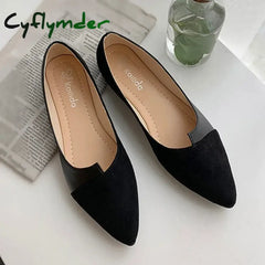 Cyflymder Women Shoes Fashion Splice Color Mule Flats Pointed Toe Ballerina Ballet Flat Slip on Shoe Zapatos Mujer