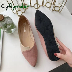 Cyflymder Women Shoes Fashion Splice Color Mule Flats Pointed Toe Ballerina Ballet Flat Slip on Shoe Zapatos Mujer