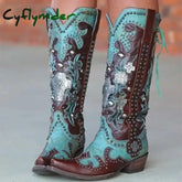 Cyflymder Women Shoes Sewing Patchwork Slip-On Mixed Color Flower Print Western Women’s Shoes Rome Buckle Party Retro