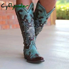 Cyflymder Women Shoes Sewing Patchwork Slip-On Mixed Color Flower Print Western Women’s Shoes Rome Buckle Party Retro