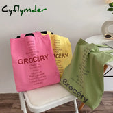Cyflymder Women Shopping Bag Grocery List Design Ladies Cute Colors Shoulder Eco Canvas Handbag