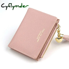 Cyflymder Women Short Wallet Fashion Crossed Grain Pu Leather Tassel Zipper Coin Purse Mini Money