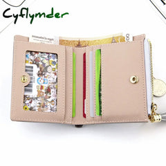 Cyflymder Women Short Wallet Fashion Crossed Grain Pu Leather Tassel Zipper Coin Purse Mini Money