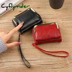 Cyflymder Women Short Wallets Female Short Hasp Coin Purses Ladies Portable PU Leather Money Bag Large Capacity Card