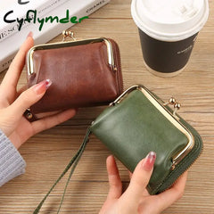 Cyflymder Women Short Wallets Female Short Hasp Coin Purses Ladies Portable PU Leather Money Bag Large Capacity Card