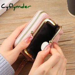 Cyflymder Women Short Wallets Female Short Hasp Coin Purses Ladies Portable PU Leather Money Bag Large Capacity Card