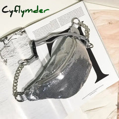 Cyflymder Women Shoulder Bag Glitter Sequin Fanny Pack Leather Pouch Bum Belts Waist Travel Sport