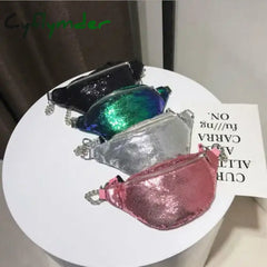 Cyflymder Women Shoulder Bag Glitter Sequin Fanny Pack Leather Pouch Bum Belts Waist Travel Sport