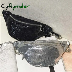 Women Shoulder Bag Glitter Sequin Fanny Pack Leather Pouch Bum Belts Waist Bum Bag Travel Sport Pocket Purse