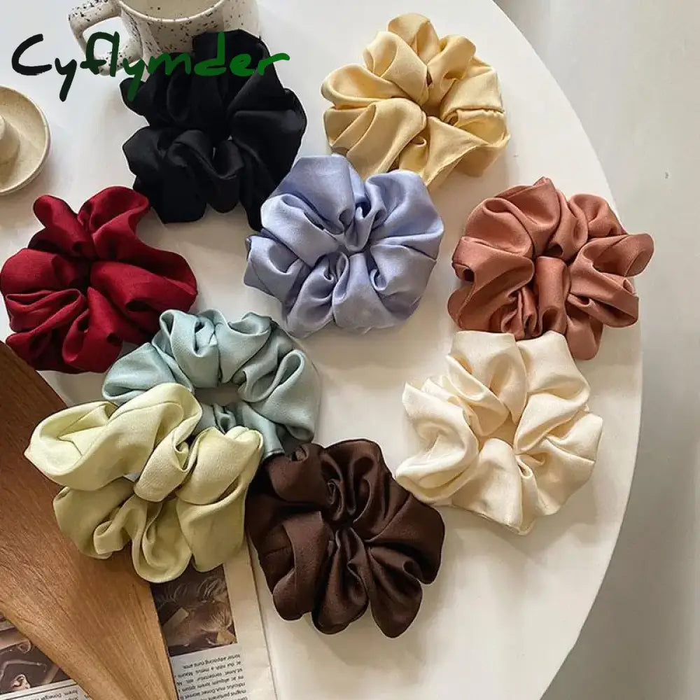 Cyflymder Women Silk Scrunchie Elastic Multicolor Hair Band Ponytail Holder Headband Accessories