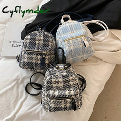 Cyflymder Women Small Backpack Shoulder Bag Plaid Backpacks Female Girls Fashion Travel Daypacks
