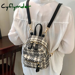 Cyflymder Women Small Backpack Shoulder Bag Plaid Backpacks Female Girls Fashion Travel Daypacks
