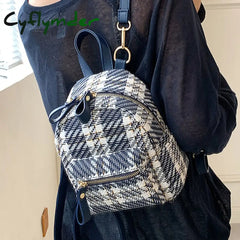 Cyflymder Women Small Backpack Shoulder Bag Plaid Backpacks Female Girls Fashion Travel Daypacks