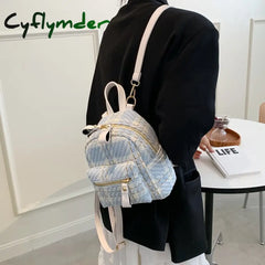 Cyflymder Women Small Backpack Shoulder Bag Plaid Backpacks Female Girls Fashion Travel Daypacks