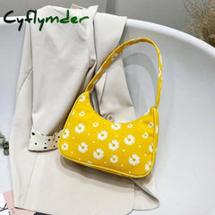 Cyflymder Women Small Fresh Floral Printed Vertical Square Shoulder Bags Female Fashion Pu Leather