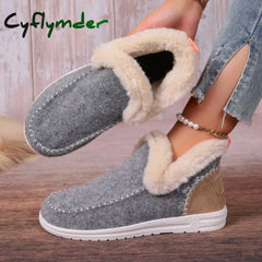 Cyflymder Women Snow Boots Winter Fashion Leisure Fluffy Shoes for Woman Shallow Big Size Sewing Ankle Boot Multi-Color