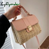 Cyflymder Women Square Tote Bag Summer New High-Quality Straw Women’s Designer Handbag Travel